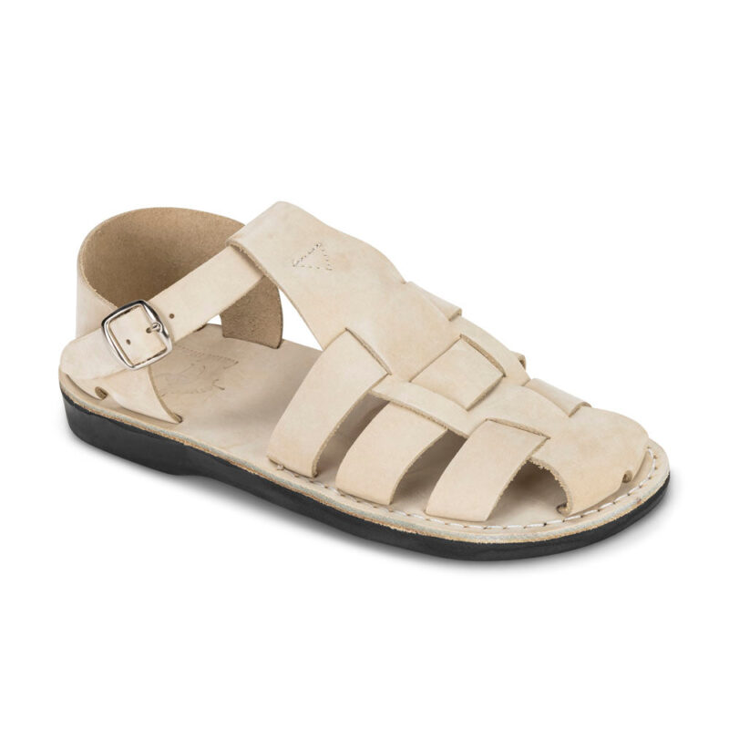 cantarela White Nubuck Leather Fisherman Sport Sandal