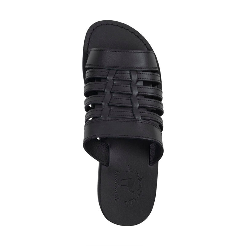 cantarela Black Caged Leather Slide Sandal - Image 3