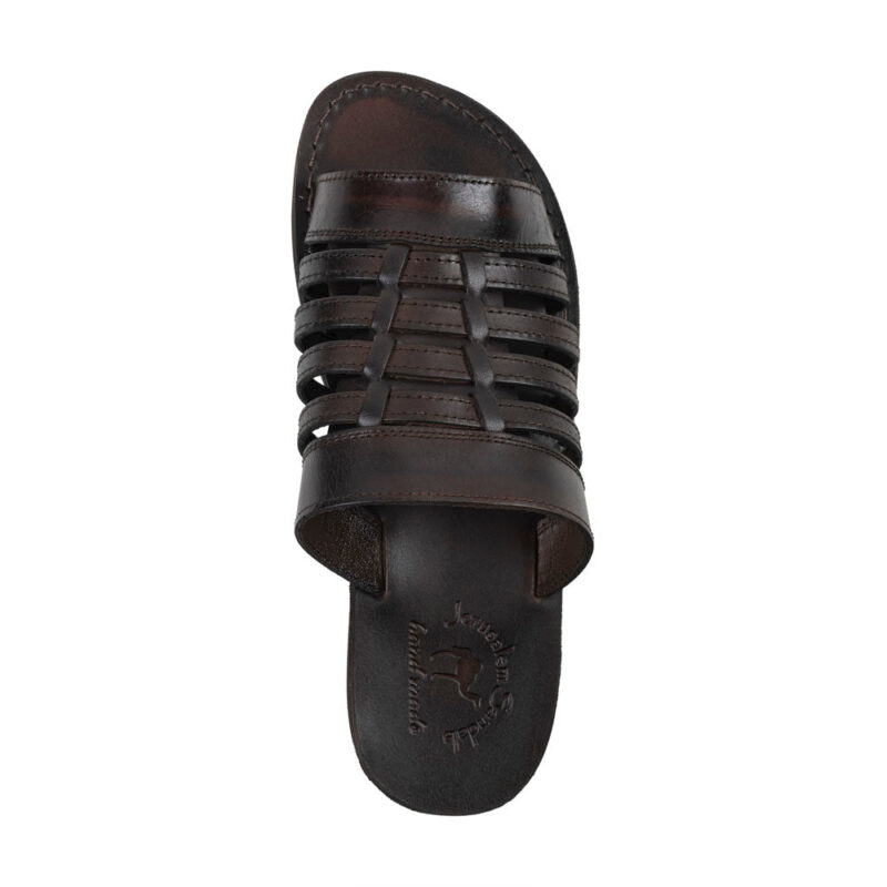 cantarela Brown Caged Leather Slide Sandal - Image 3