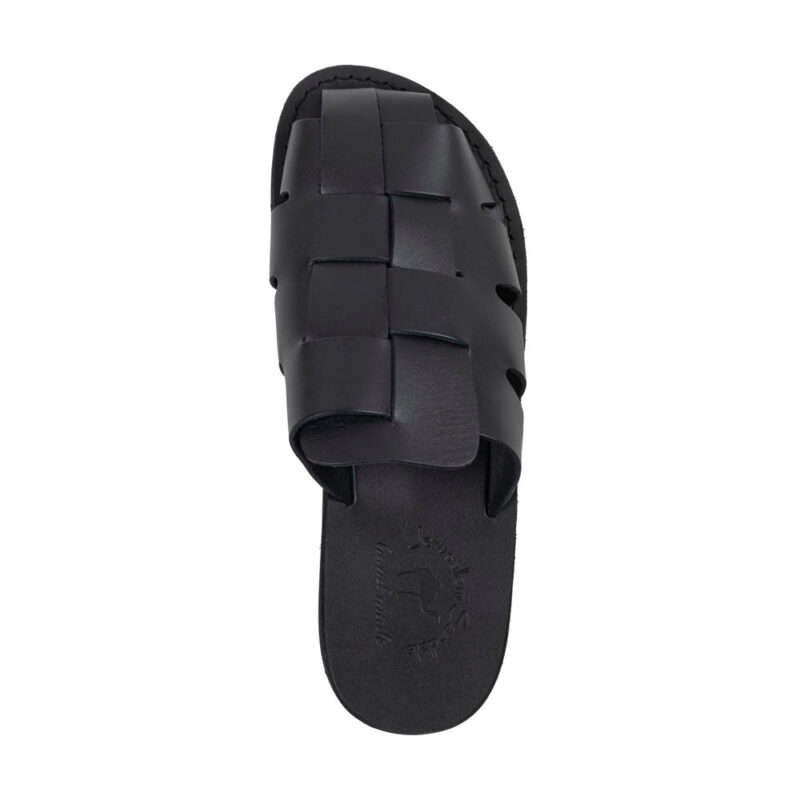 Cantarela Black Braided Leather Mule Slides - Image 3