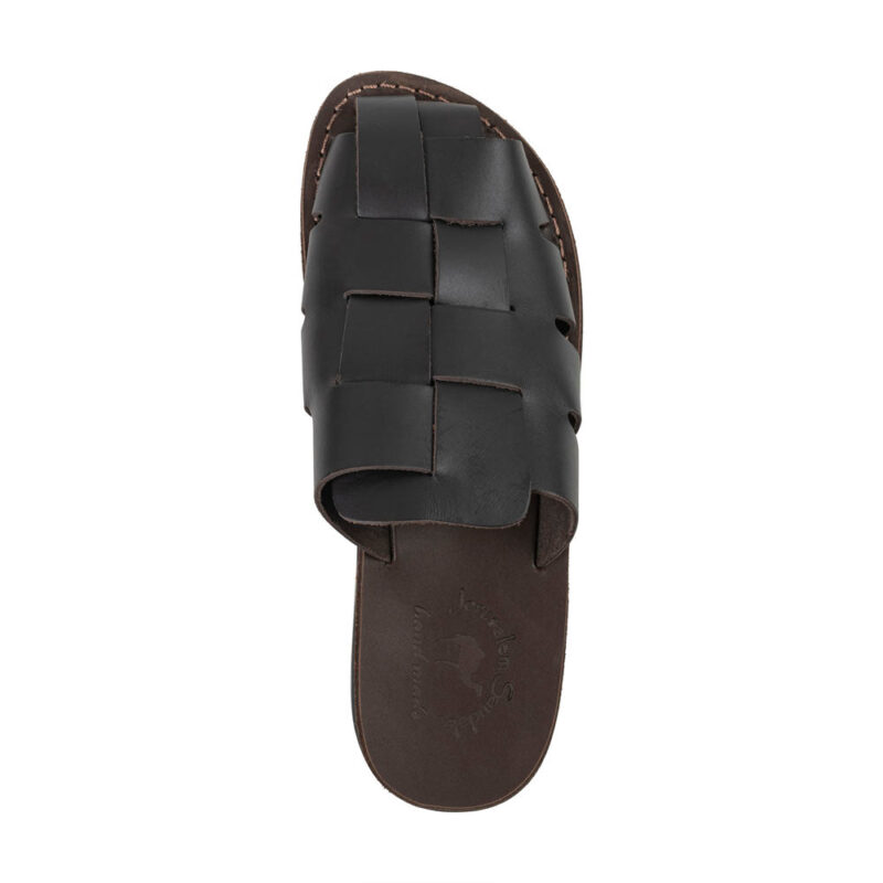 Cantarela Brown Braided Leather Mule Slides - Image 3