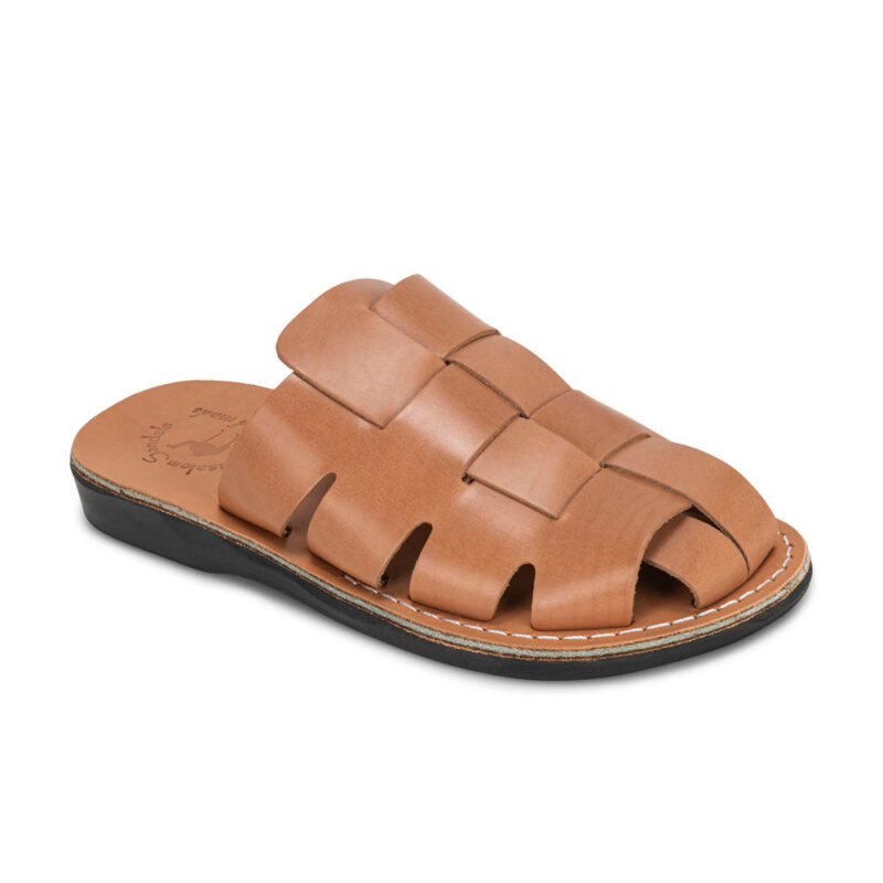 Cantarela Tan Braided Leather Mule Slides