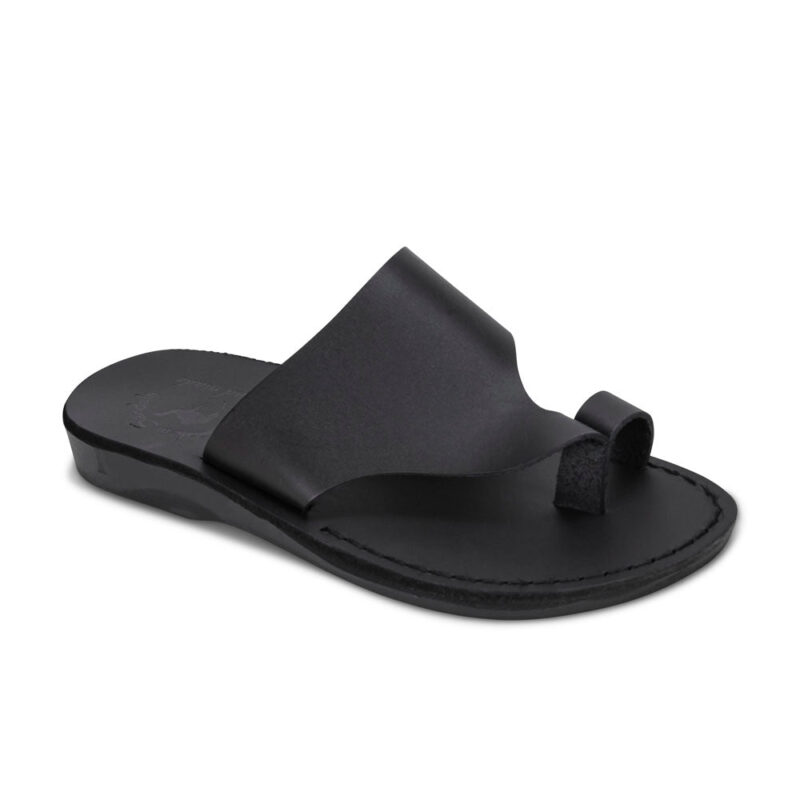 Cantarela Black Leather Toe Loop Sandals