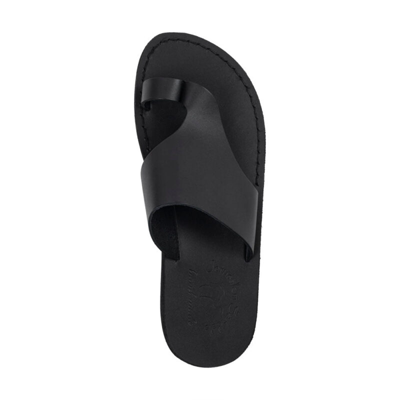 Cantarela Black Leather Toe Loop Sandals - Image 3