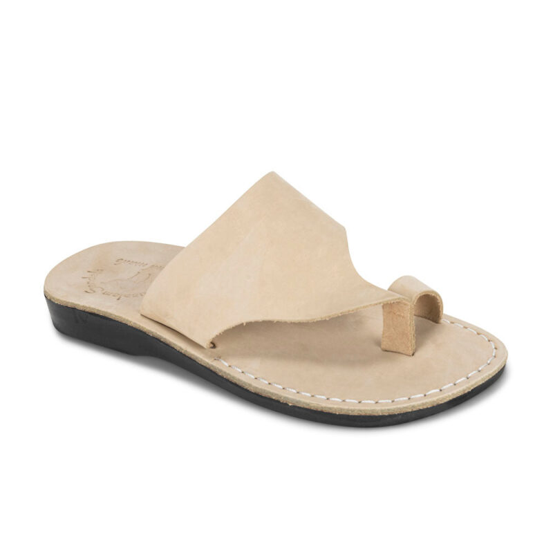 cantarela White Nubuck Leather Toe Strap Sandal
