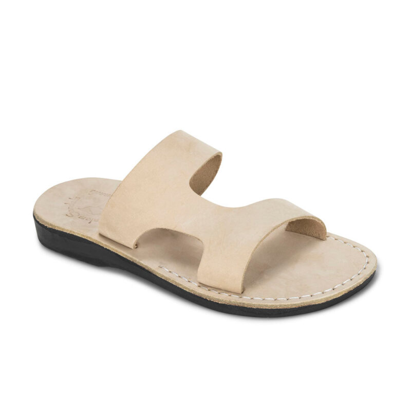 cantarela White Nubuck Leather Side Strap Sandal