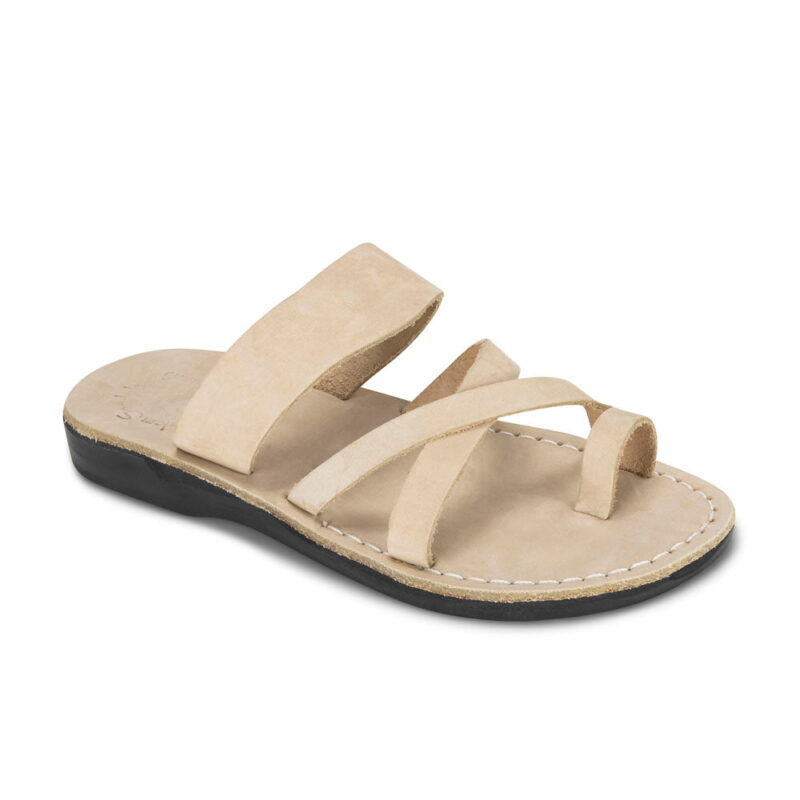 Cantarela White Nubuck Leather Toe Loop Sandals