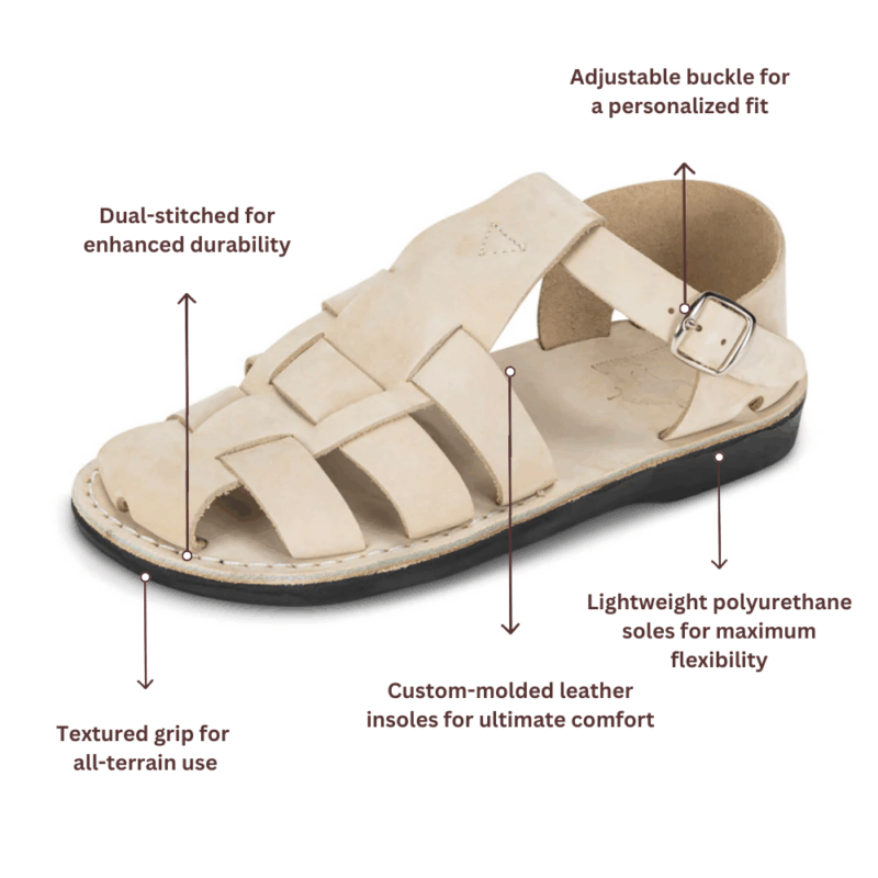 cantarela White Nubuck Leather Fisherman Sport Sandal - Image 5