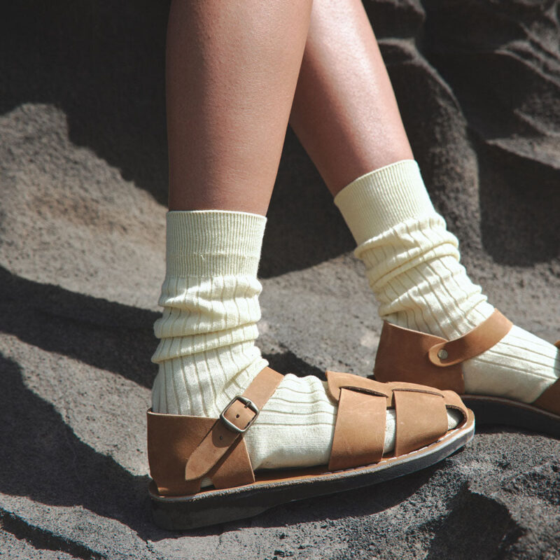 Cantarela Yellow Nubuck Leather Strap Sandals - Image 5