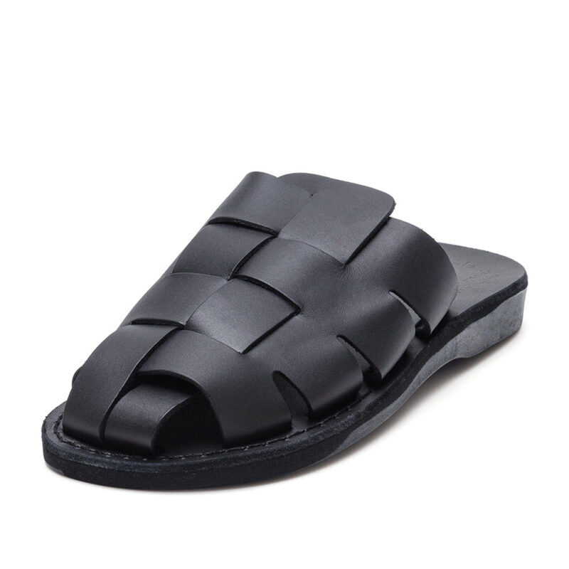 Cantarela Black Braided Leather Mule Slides - Image 6
